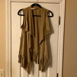 By Design size large suede tan fringe vest